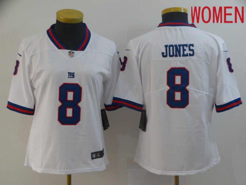 Women New York Giants #8 Jones White Nike Color Rush Limited NFL Jerseys->women nfl jersey->Women Jersey